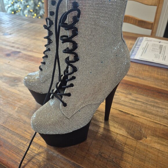 Pleaser  Adore Platform Lace-Up Front Ankle Boot 7" Heel - Picture 3 of 6